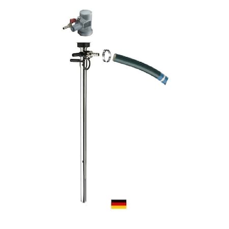 Flux Drum Pump, Stainless Steel, 39" Long, Air Operated Motor, 470W Power, 6 ft hose. 24-ZORO0194